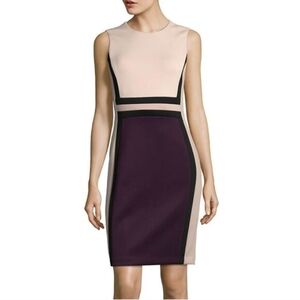 Calvin Klein Cream and Purple Midi Dress